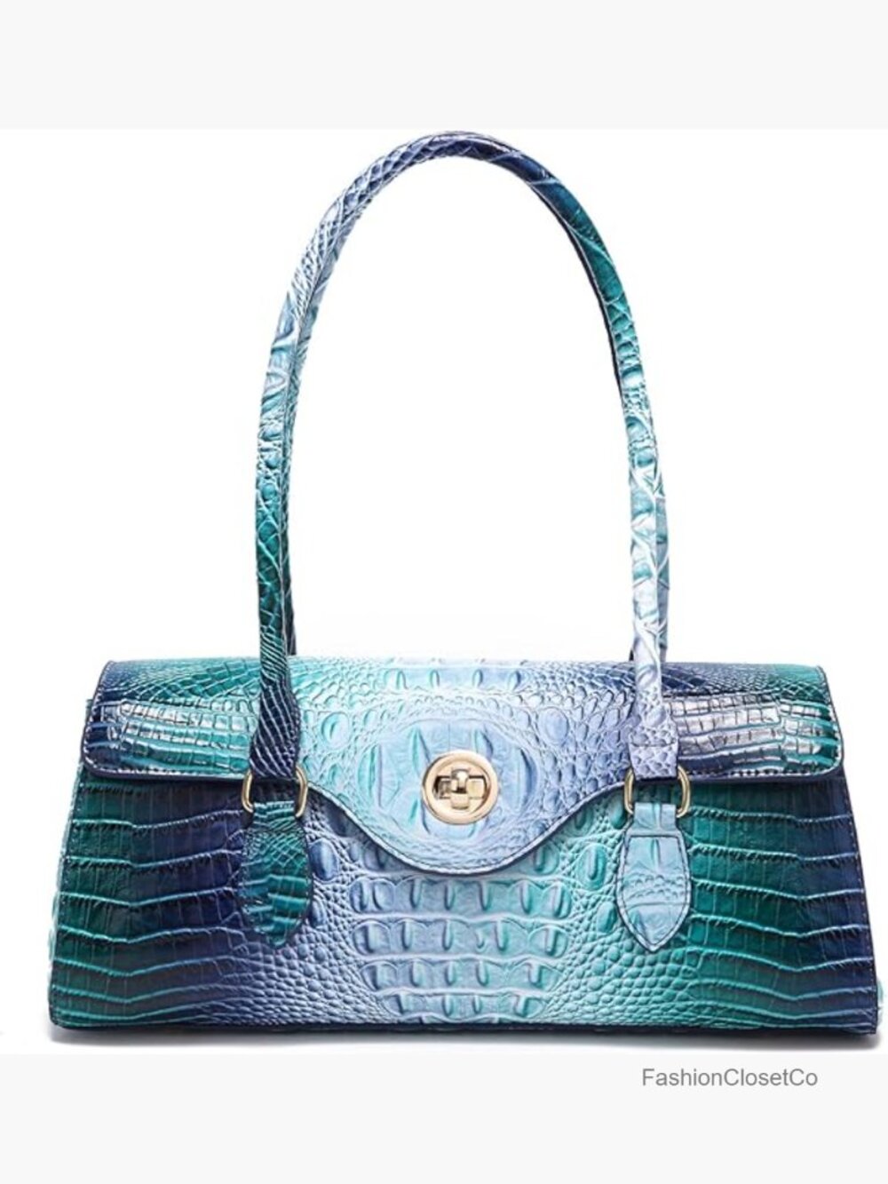 Faux Leather Crocodile Pattern Top Handle Handbag Satchel Tote Purse